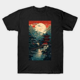 Ethereal East: Intricate Pagoda Landscapes T-Shirt